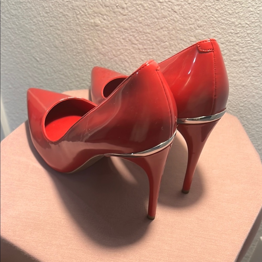 Marc Fisher Red Pointed-Toe Patent Leather Pumps - Picture 2 of 7